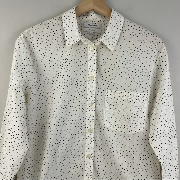 MADEWELL White and Black Polka Dot Scatter Ex-Boyfriend Oversized Button Down - Picture 4 of 12